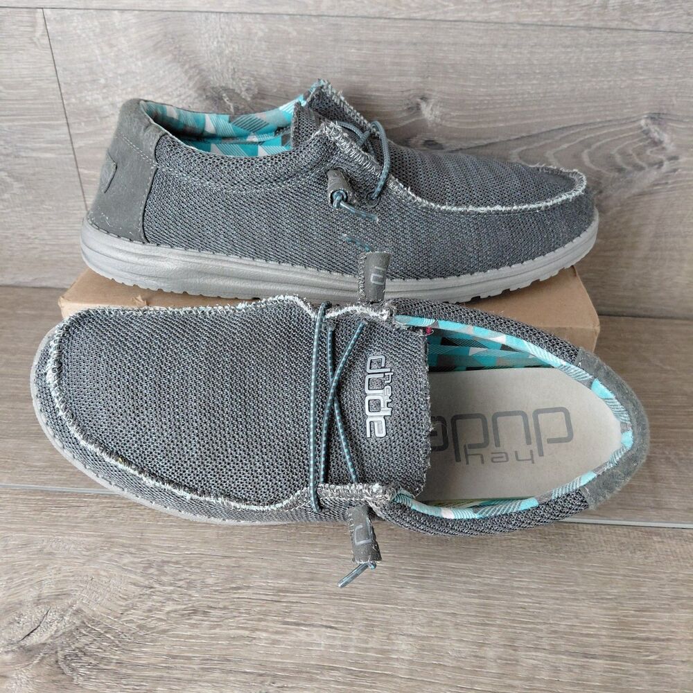 Hey Dude Wally Sox Shoes Mens 13 Gray Charcoal Casual Slip On Loafer Sneakers
